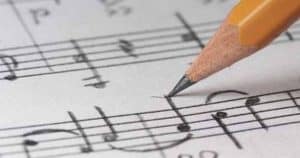 Pencil and music sheet