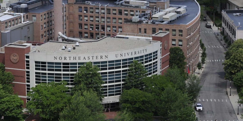 Northeastern University aerial view of main building