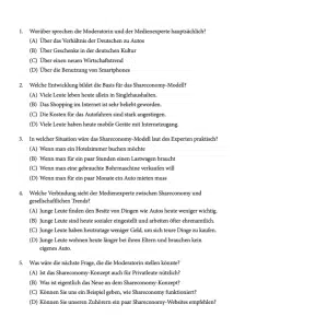 Sample multiple questions for AP German exam