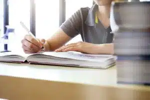 A student studying for an exam