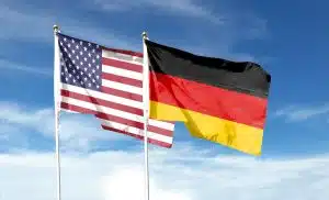 the american and german flag side by side