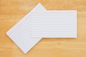 two flashcards piled on top of each other
