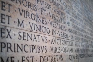 Carved Latin words