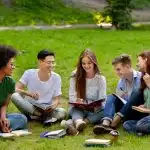 Students lounging in the campus.