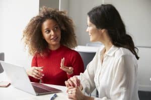 Two women having a discussion