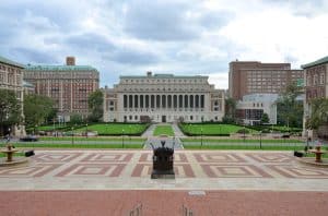 View of the Central Quadrangle and Butler Library at Columbia University.