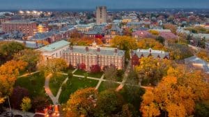 Aerial view of Brown University.