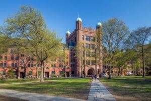 Yale building surrounded by trees