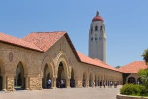 Stanford building with a clock tower.