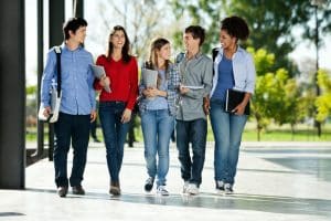 Students walking in the school campus.