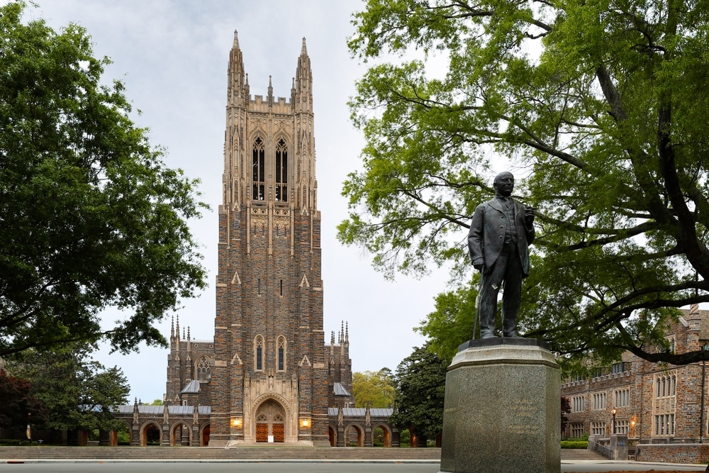 Statue in front of Duke University.
