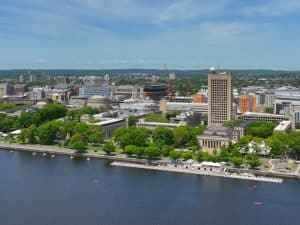 Aerial view of MIT campus.