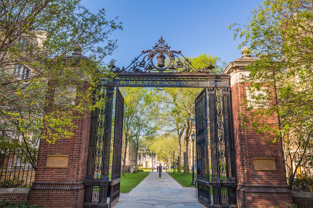 View of Yale University gate.