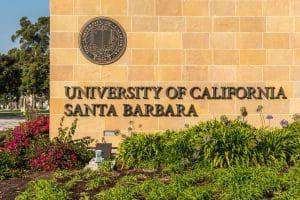 Sign of University of California, Santa Barbara placed near the entrance.