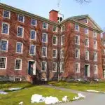 View of Brown University building.