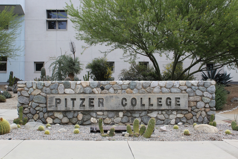 Pitzer college signage placed near the entrance.