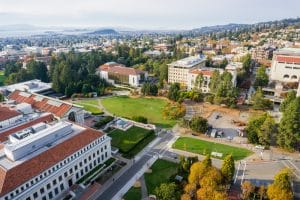 Aerial view of buildings in Berkeley Campus.