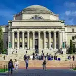 Students walking on campus as the Columbia application deadline approaches.