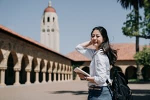 a student on campus tour