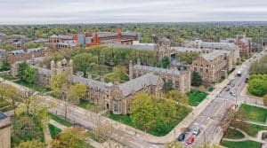 Aerial view of Ann Arbor University at day time.