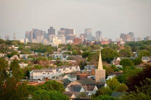 aerial view of Tufts University