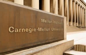 Carnegie Mellon signage on a huge stone wall
