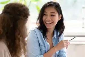 a female student being interviewed