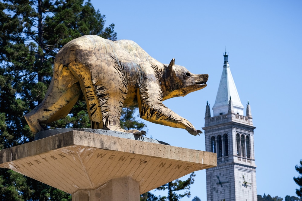 A bear statue, the inspiration of the Berkeley official mascot