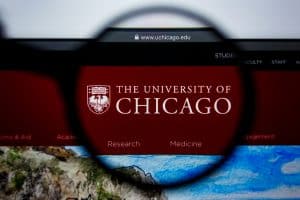 University of Chicago flashed unto a screen and magnified