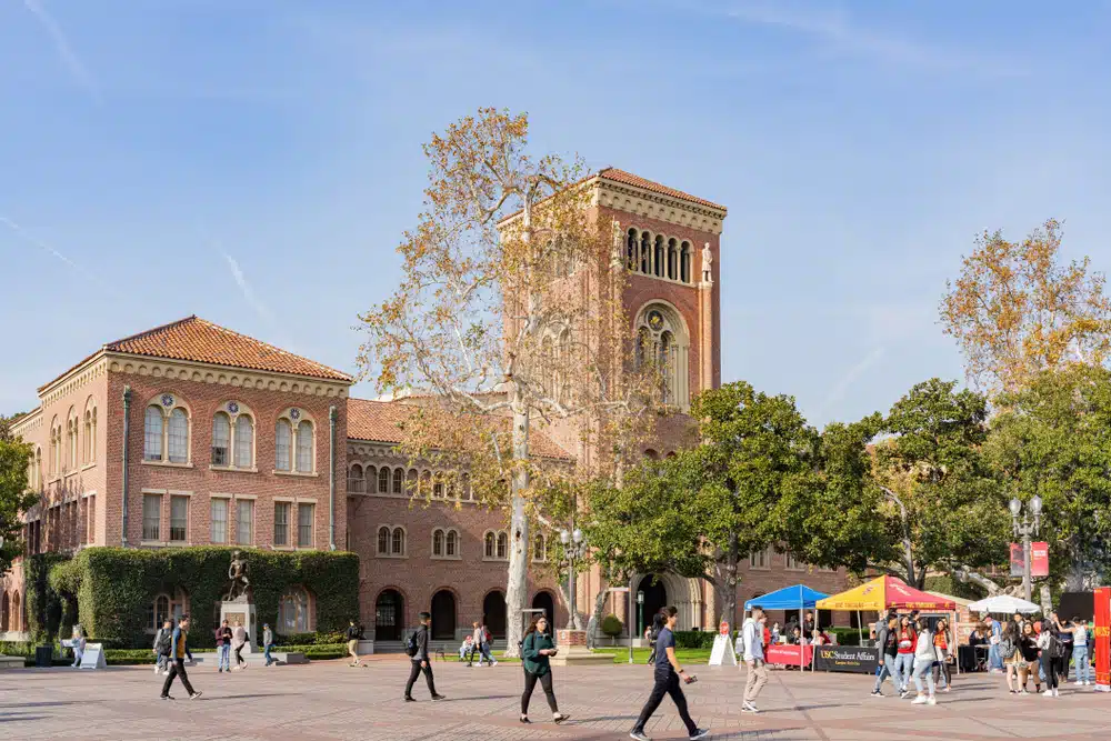 USC campus sprawled with students