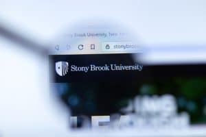 Stony Brook University flashed unto a screen and is magnified