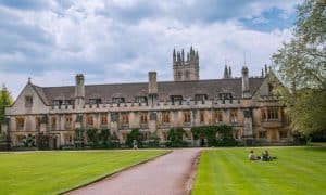 Magdalen College Old Library building situated in the middle of the campus.