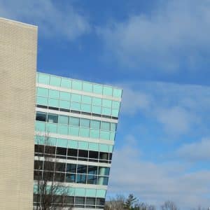 Ferris State University building with glass windows