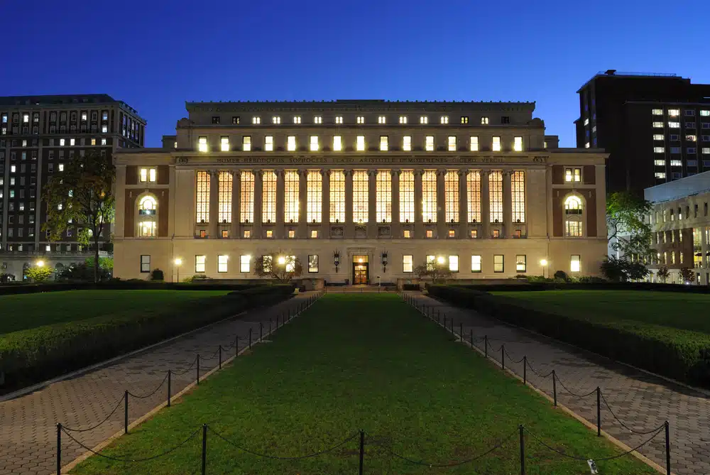 Columbia University Butler Library at night