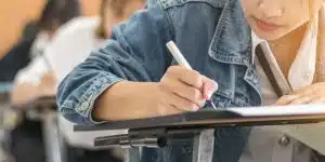 A student taking an exam