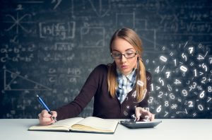 a female student solving mathematical problems