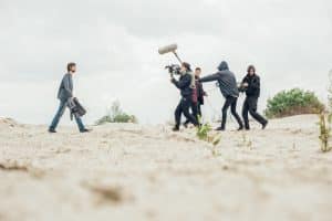 film students filming in the desert