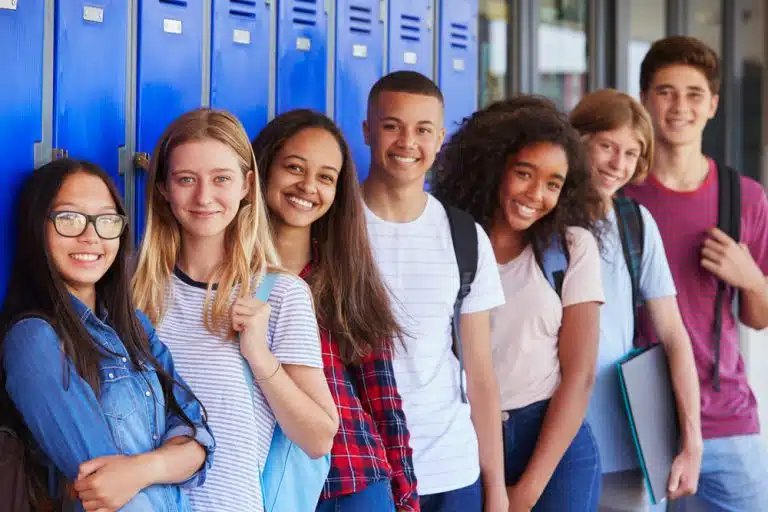 high school students looking at the camera