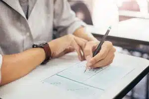 a student taking a test