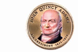 John Quincy Adams etched on a coin