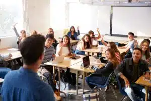 an AP class with students participating in a room discussion