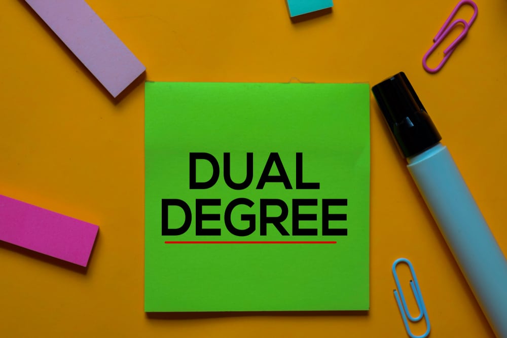 the term dual degree written on a sticky note