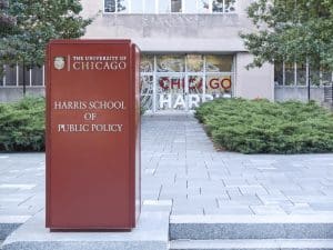 University of Chicago Harris School Public Policy signage