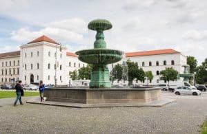 beautiful building and fountain located in Munich, Germany