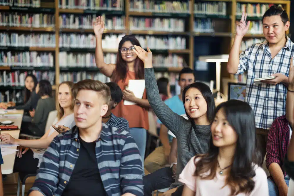 International students participating in a class