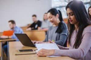 Multinational group of students in an auditorium