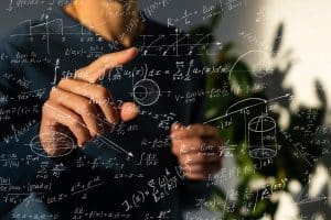 View of a person looking at Math equations