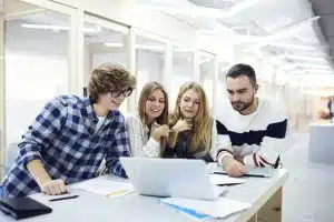 group of students studying