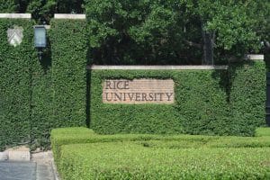 View of Rice University sign