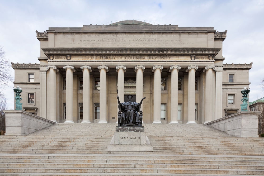 Low Memorial Library at Columbia University with the statue of Alma Mater, New York City